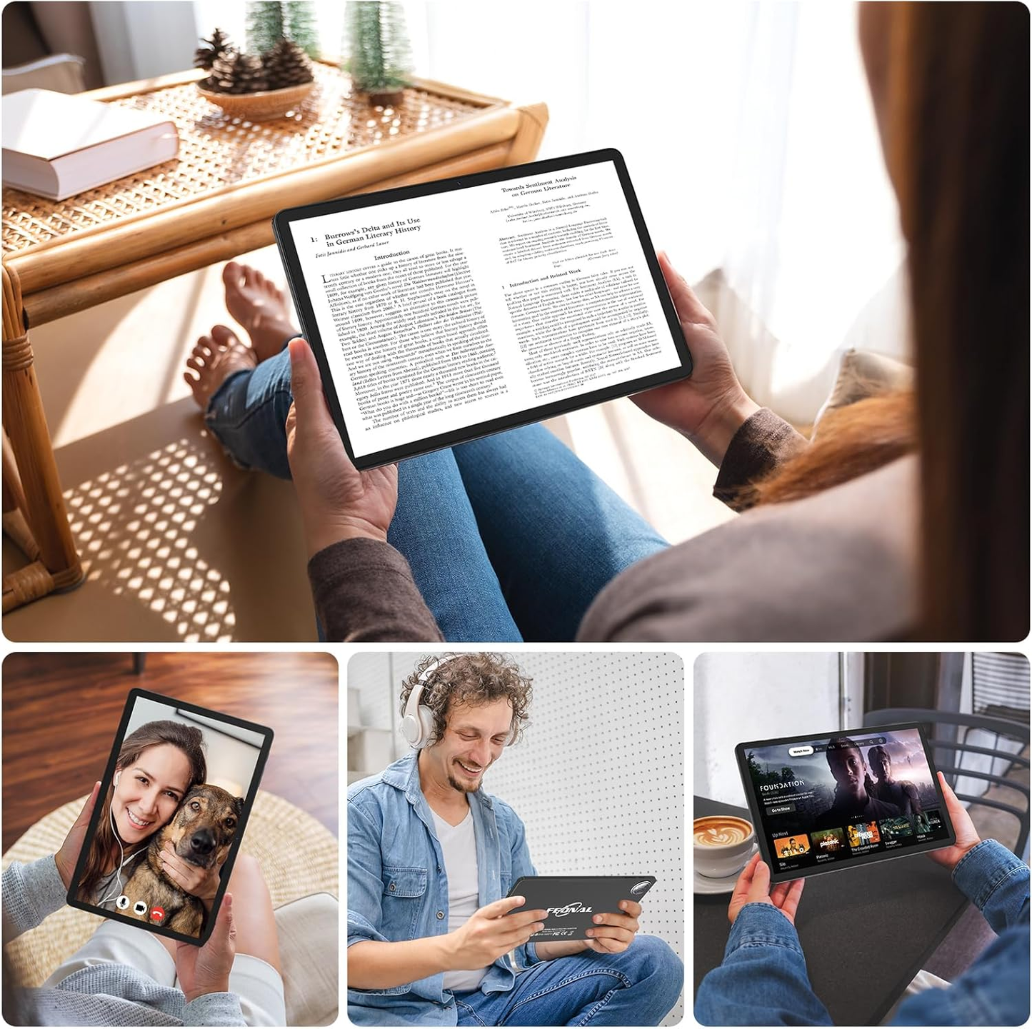 Tablet 11 inch Android 15 Tablet, 2025 Latest Update 128GB ROM 16GB RAM, 4G LTE Tableta, 5G WiFi+Cellular, Octa-Core MTK8786, 21MP Dual Camera,1TB Expand, Incell FHD Screen, T-Mobile SIM Card Support