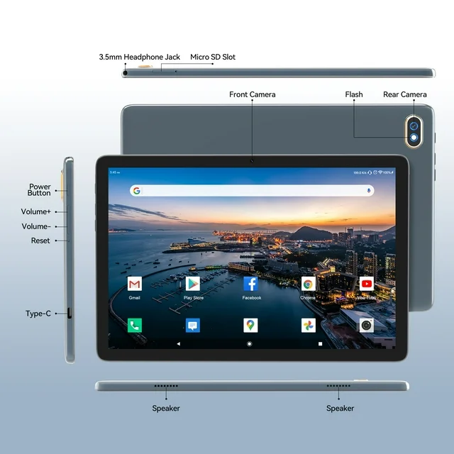 Tablets 10.1 inch Android 12 Tablet 5G Wifi Tablet Octa-Core Arm 4GB Ram 128GB Rom 1TB Expand Wifi Gps Bluetooth