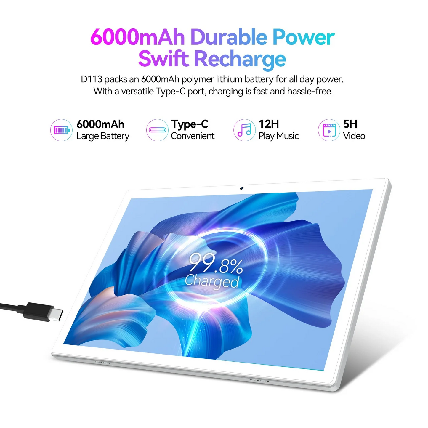 Kimlok Android 14 tablet 10.1 inch,Unisoc T606 CPU, 6000mAh 1280x800 IPS HD Touchscreen, 5G WiFi, Bluetooth, 5+13MP Camera,GPS(Black)