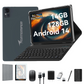 10.1 inch Android 14 Tablets with Keyboard Mouse, 14GB+128GB Storage, Spreadtrum T606 CPU, 7000mAh, 2 Speakers, 5G WiFi+4G LTE, Dual 13MP Camera,GPS(Gray)