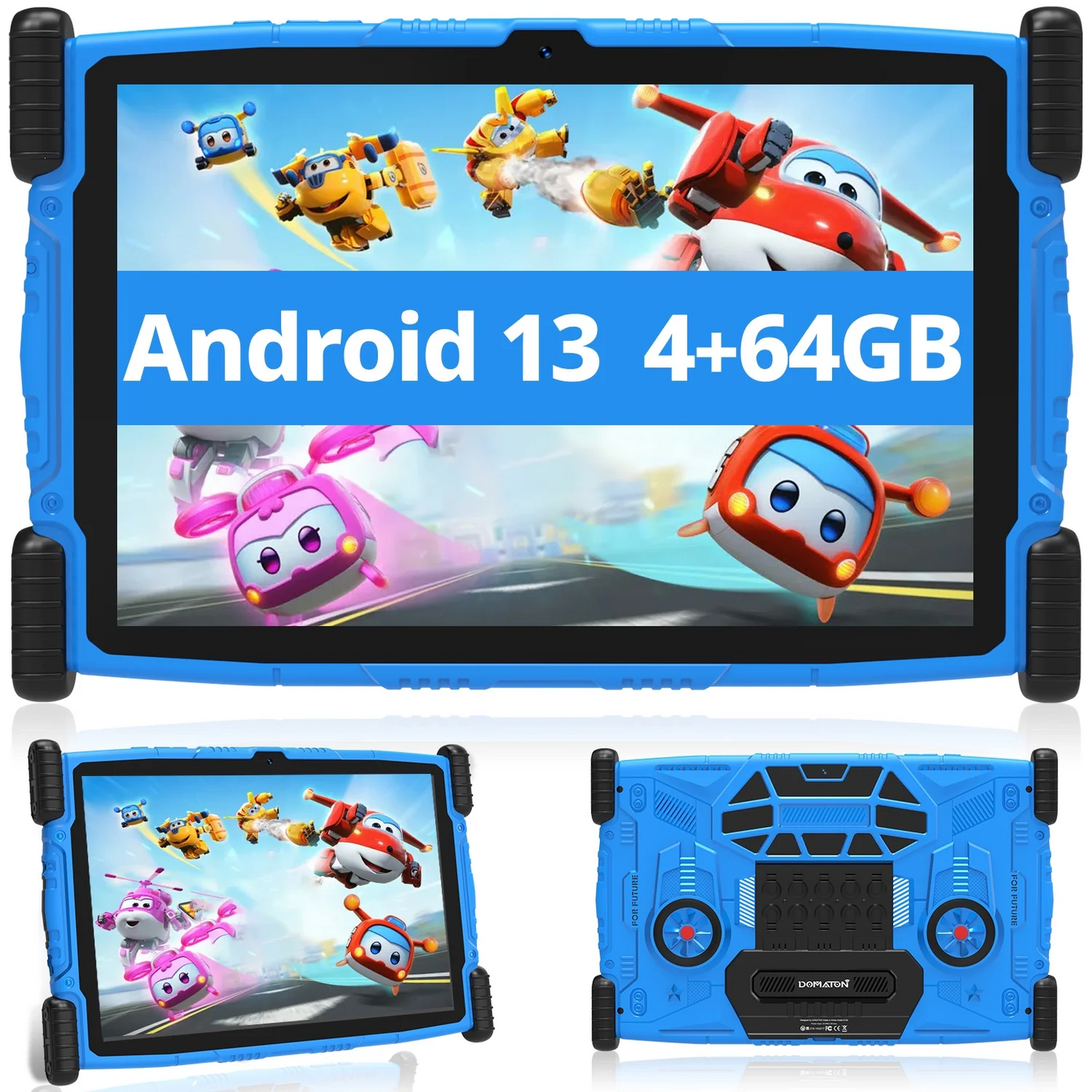 10" Kids Tablet Bundle,Android 13 Tablet for Kid,4GB RAM 64GB ROM 6000mAh, HD Touch Screen, Parental Control, Kid-Proof Case, Bluetooth, Wifi,Dual Camera,Android Tablet,Blue