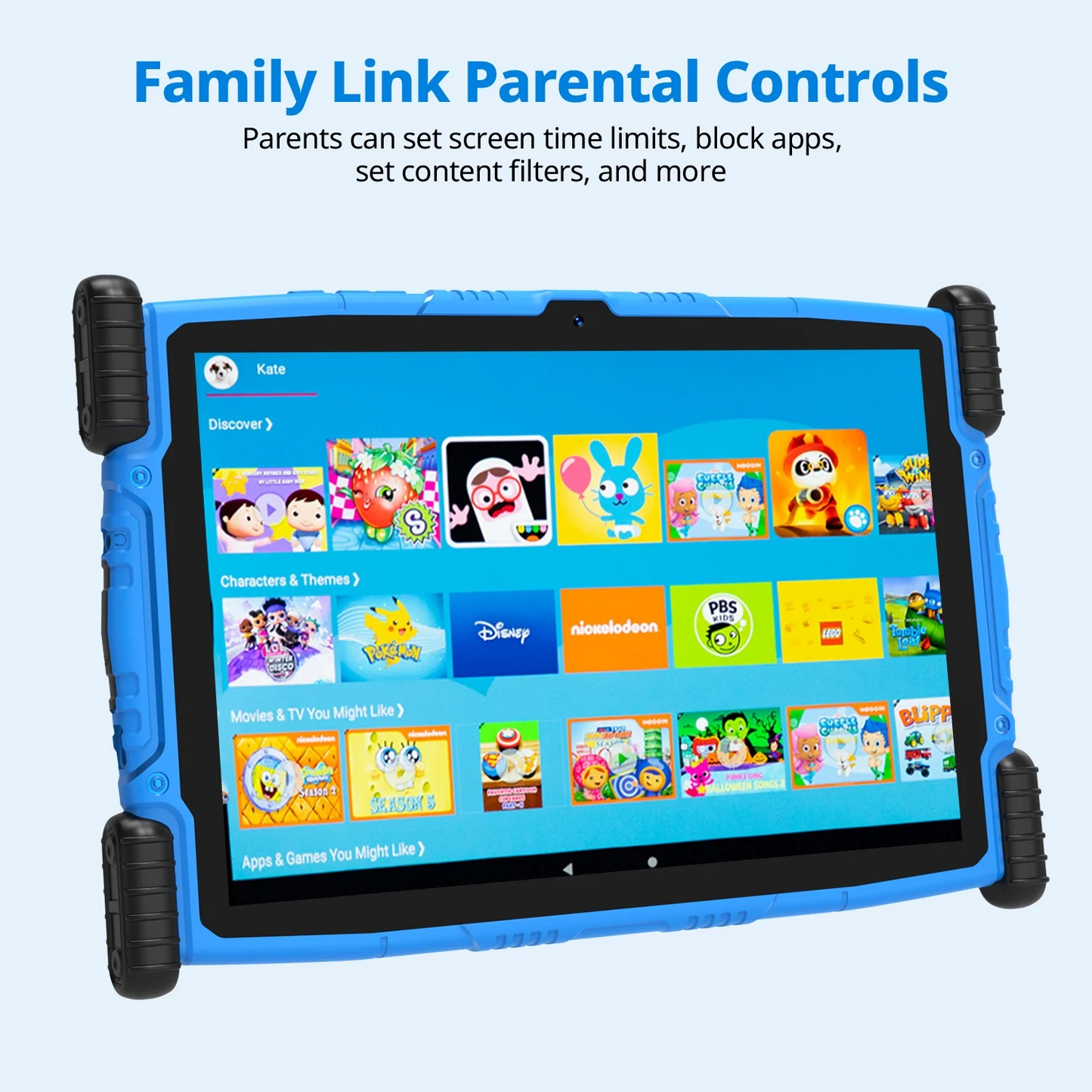 10" Kids Tablet Bundle,Android 13 Tablet for Kid,4GB RAM 64GB ROM 6000mAh, HD Touch Screen, Parental Control, Kid-Proof Case, Bluetooth, Wifi,Dual Camera,Android Tablet,Blue