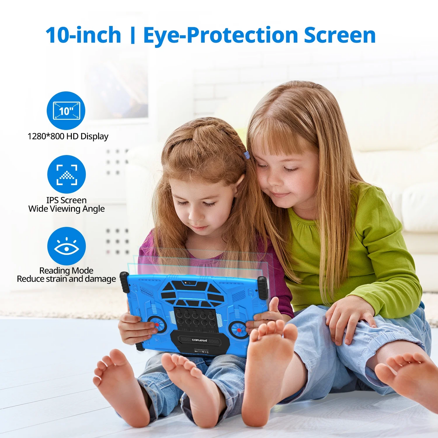Antemper 10 inch kids tablet with Android 13, 4GB RAM 64GB ROM 6000mAh, HD Touch Screen, Parental Control, Kid-Proof Case, Bluetooth, Wifi (Blue)