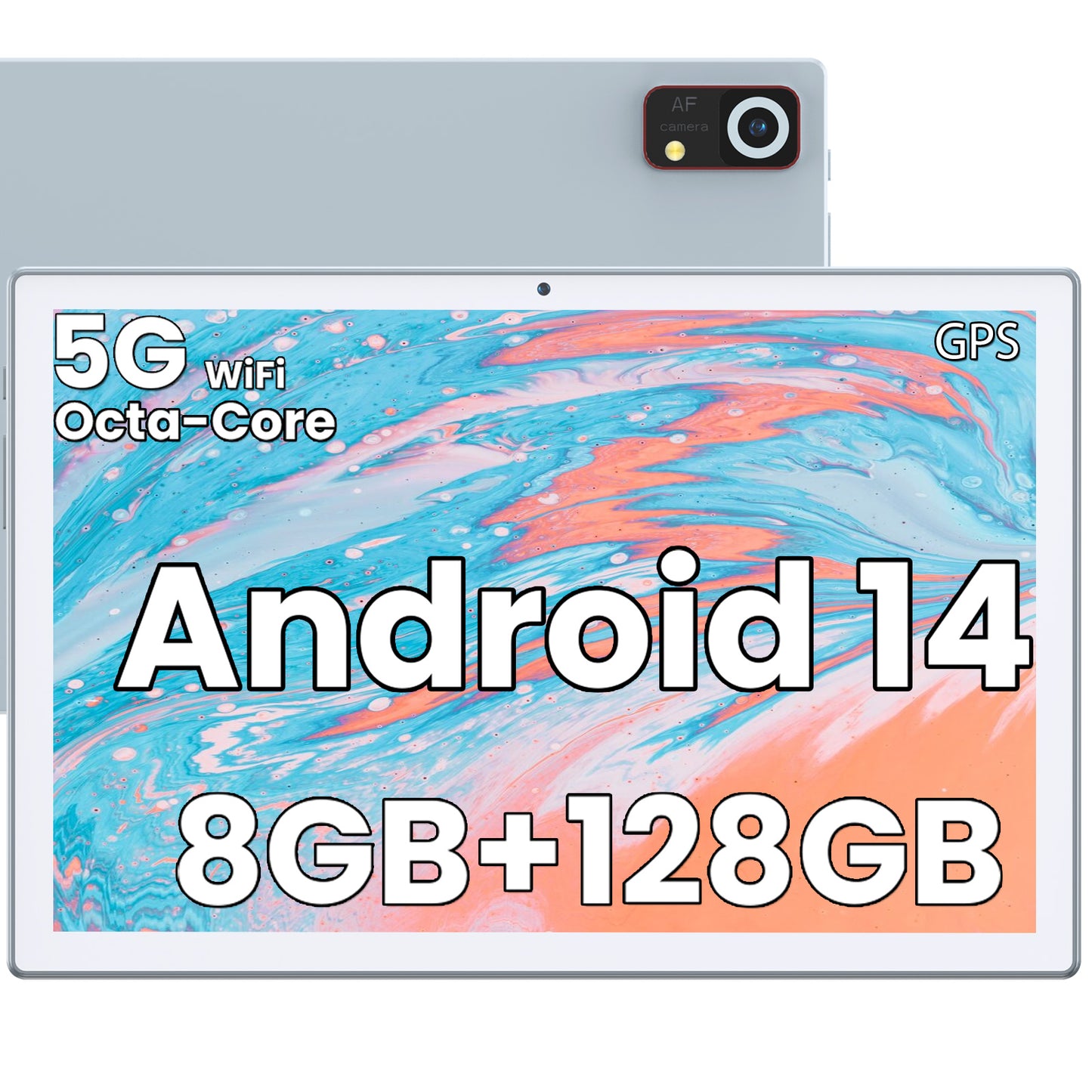 Kimlok Android 14 tablet 10.1 inch,Unisoc T606 CPU, 6000mAh 1280x800 IPS HD Touchscreen, 5G WiFi, Bluetooth, 5+13MP Camera,GPS(Black)