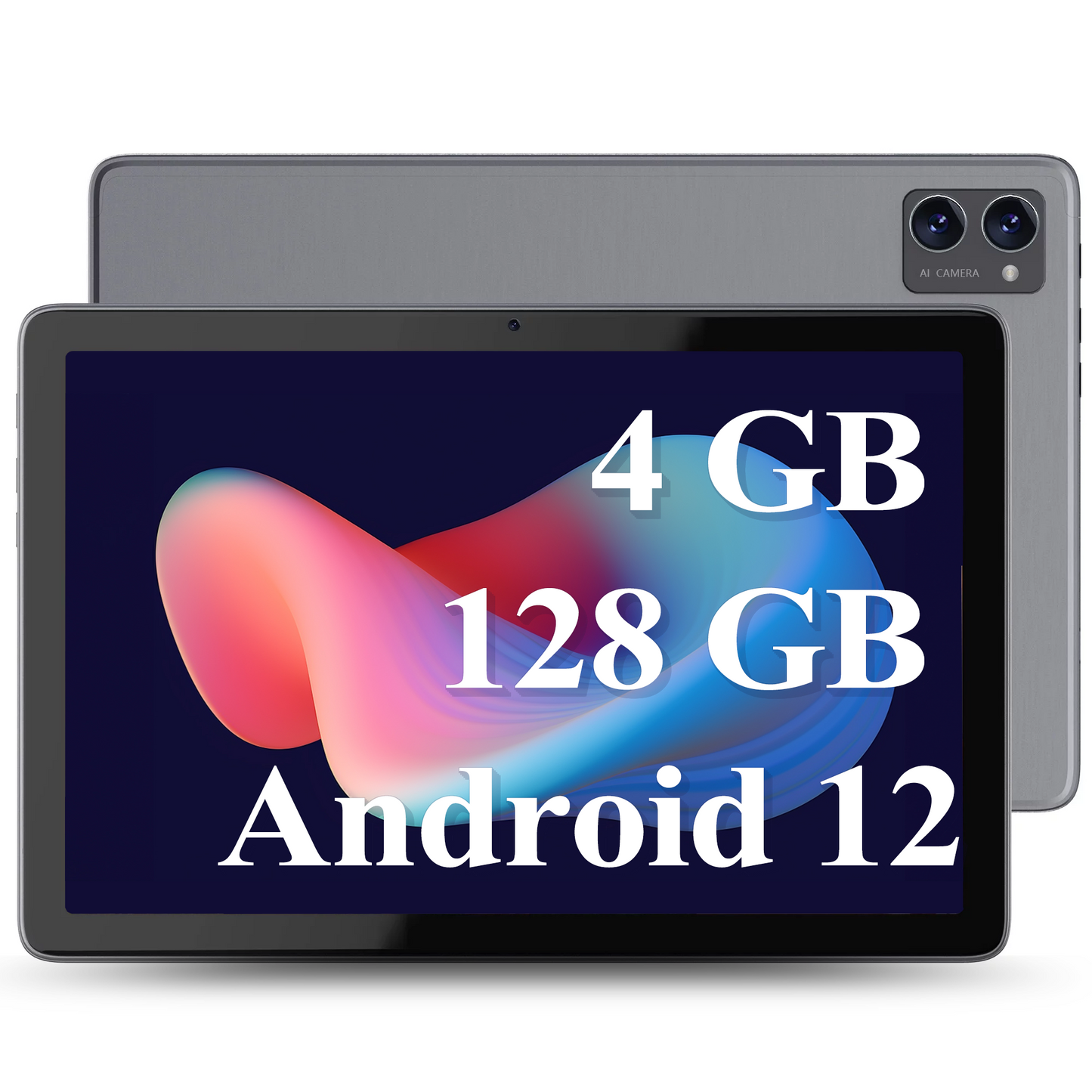 Suminoc 2 In 1 10.1" Tablet Android 12 Tablet 5G Wifi Tablet with Keyboard Octa-Core 4GB Ram 128GB ROM/1TB Expand 1280x800 HD Screen Bluetooth 5.0 Gray