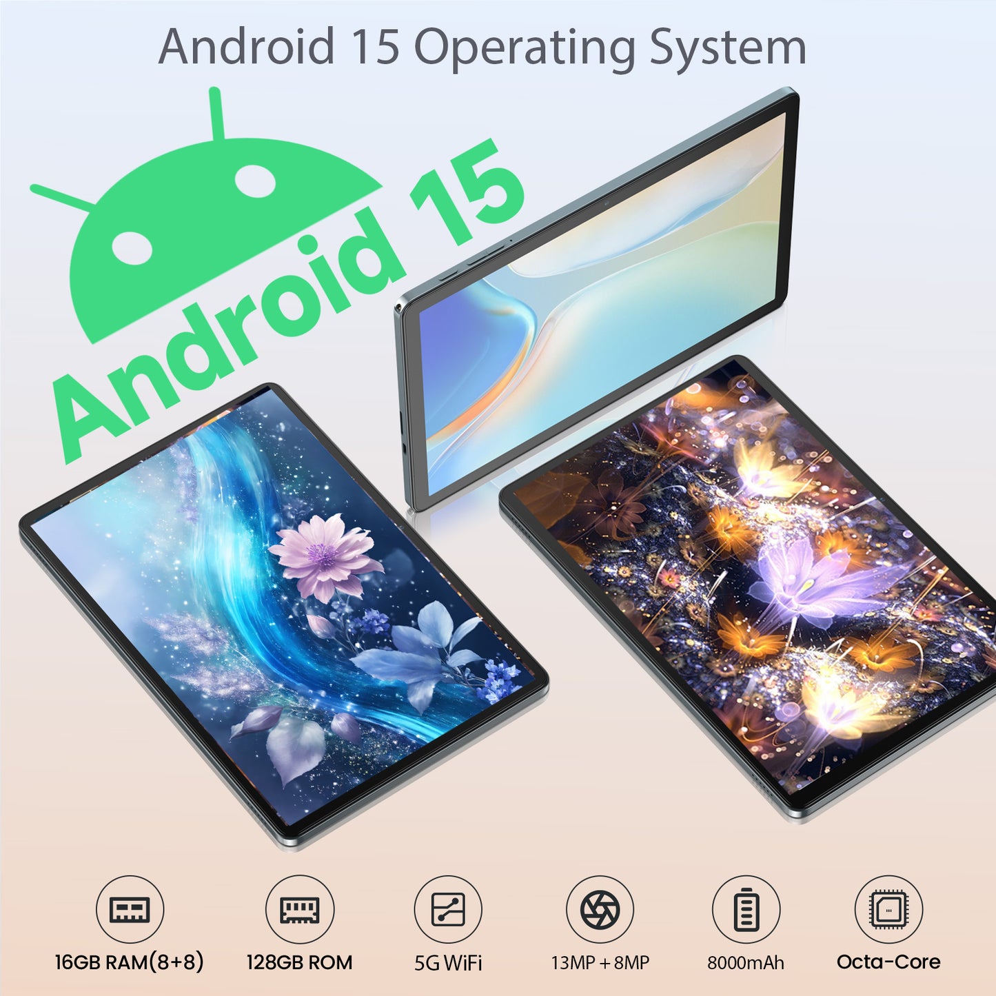 Android 14 Tablet,11 inch Tablet with Keyboard,16+128GB ROM 1TB Expand, Octa-Core Processor, 1280x800 IPS HD Touch Screen, GPS, WiFi, 8MP+13MP Dual Camera, Bluetooth