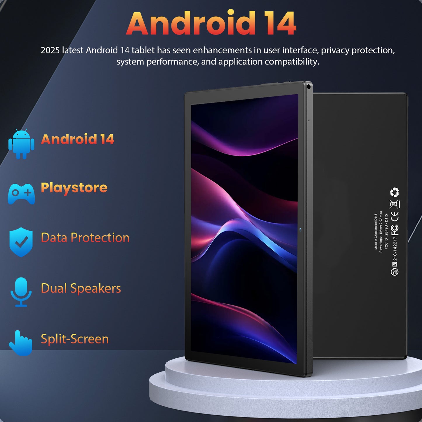 Android 14 Tablet, 10 inch Tablet, Octa Core Processor FHD 1280 * 800 Display, 8GB RAM + 128GB ROM, 2 in 1 Tablet PC, 6000mAh, 5G WiFi
