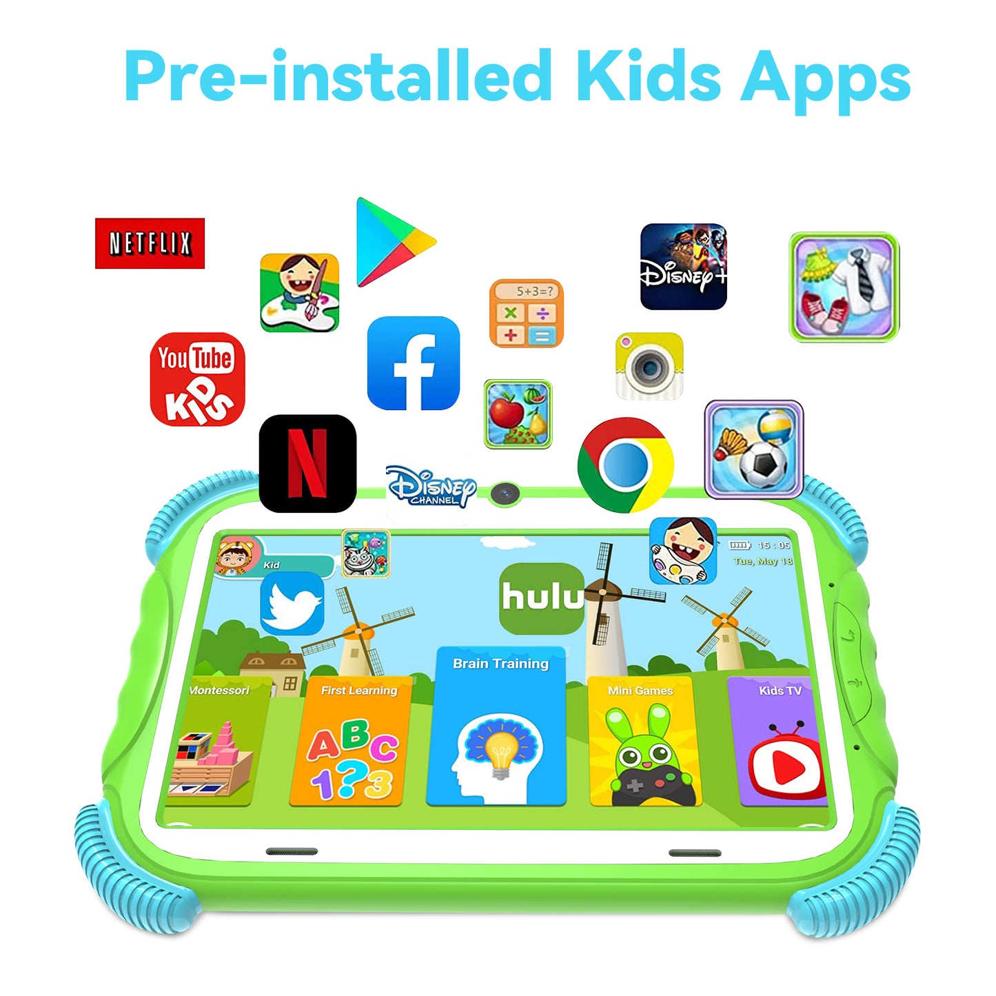 Antemper Kids Tablet for Toddlers,Kids 7 inch Tablets,16GB Wifi Dual Camera,Children’s Learning Tablet,Android 9,Tablet with Leather Case,Google Play Store,Youtube,Netflix,Blue