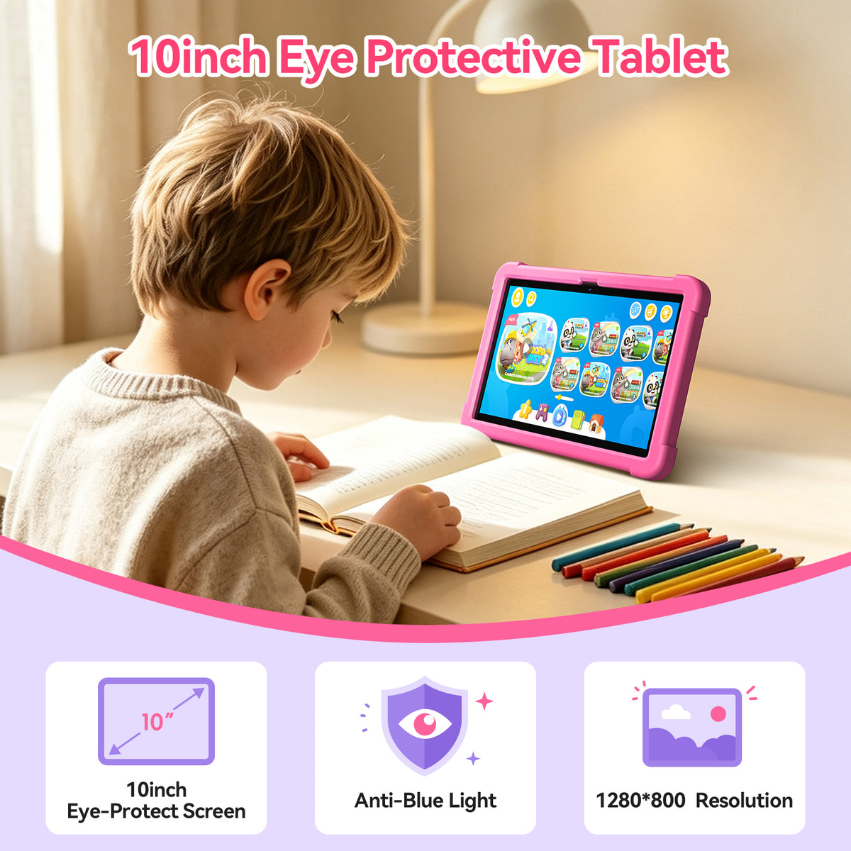 Android 16 Tablet,10 inch Kids Tablet,20GB RAM+ 64GB ROM,Parental Control, 5G WiFi,Octa-Core,Bluetooth,GPS,Pre-Installed Learning Tablet Apps,Back to School Gift,Toddlers Tablets with Shockproof Case