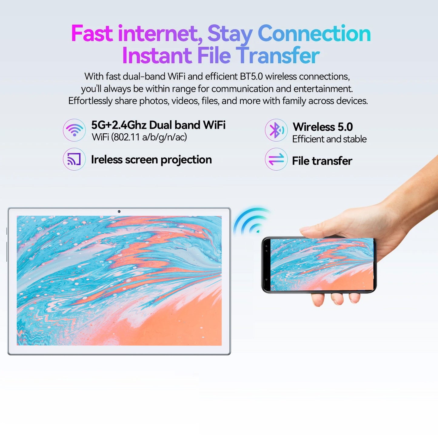 Kimlok Android 14 tablet 10.1 inch,Unisoc T606 CPU, 6000mAh 1280x800 IPS HD Touchscreen, 5G WiFi, Bluetooth, 5+13MP Camera,GPS(Black)