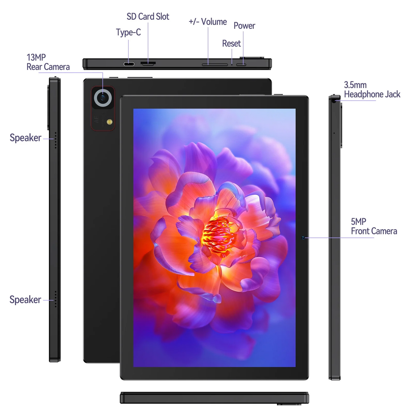 Antemper 10 inch 2024 Latest Android 14 Electronics Tablet, 2 in 1 Tablet With Keyboard And Mouse, 1280 * 800 FHD Display, Octa Core, 8GB RAM+128GB ROM, 7000mAh, 5MP+13MP Camera