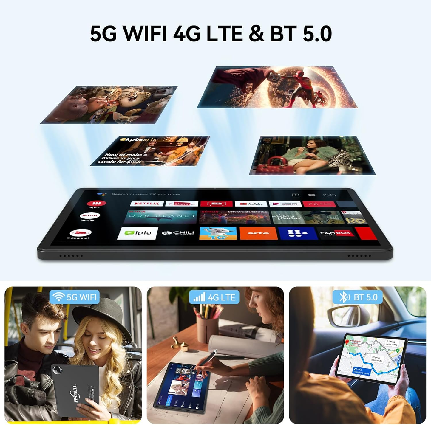 Tablet 11 inch Android 15 Tablet, 2025 Latest Update 128GB ROM 16GB RAM, 4G LTE Tableta, 5G WiFi+Cellular, Octa-Core MTK8786, 21MP Dual Camera,1TB Expand, Incell FHD Screen, T-Mobile SIM Card Support