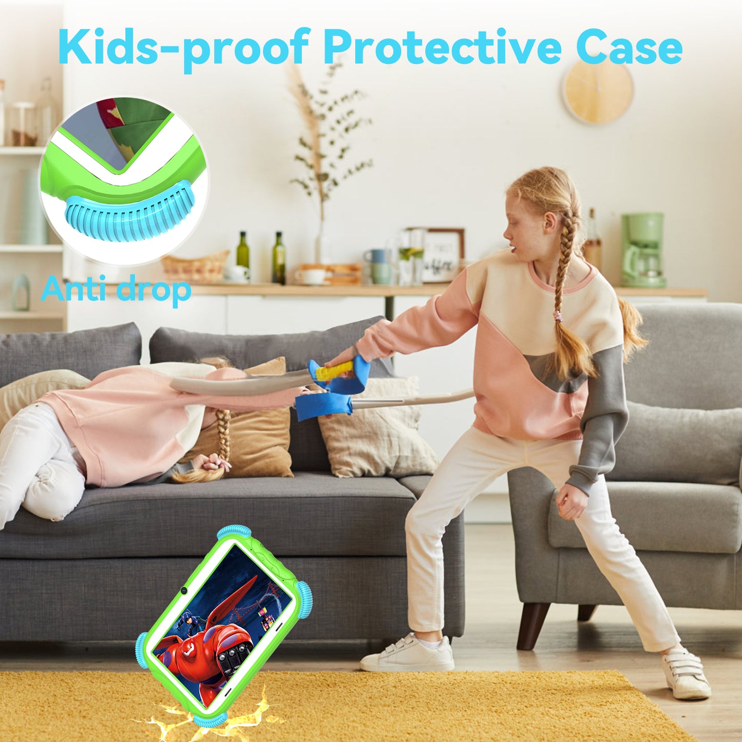 Antemper Kids Tablet for Toddlers,Kids 7 inch Tablets,16GB Wifi Dual Camera,Children’s Learning Tablet,Android 9,Tablet with Leather Case,Google Play Store,Youtube,Netflix,Blue