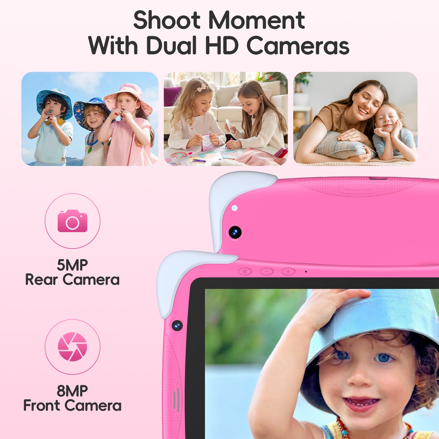 Kids Tablet,10.1 Inch Android Toddler Tablet with Case,8GB RAM 64GB ROM Tableta,APP Preinstalled,Parent Control,Kids Education Children Tablet with WiFi,Pink