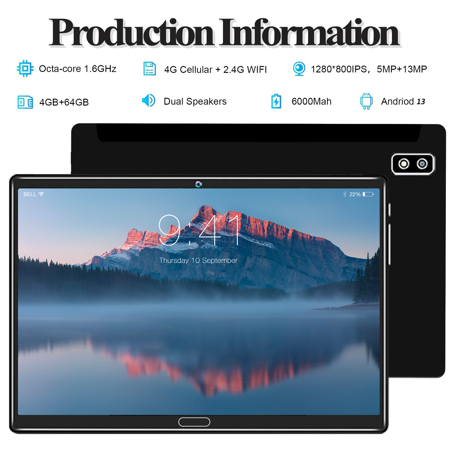 Android 11 Tablet 10.1 inch 4G LTE 4GB RAM+64GB ROM Phone Tablet with Keyboard, IPS HD Screen 8-Core, 13MP + 5MP