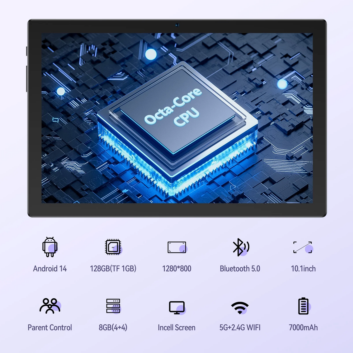 Antemper 10 inch 2024 Latest Android 14 Electronics Tablet, 2 in 1 Tablet With Keyboard And Mouse, 1280 * 800 FHD Display, Octa Core, 8GB RAM+128GB ROM, 7000mAh, 5MP+13MP Camera