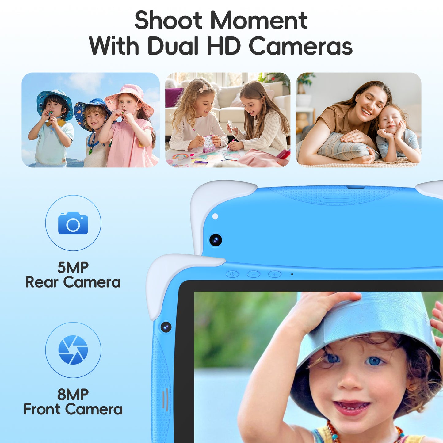 Kids Tablet,10.1 Inch Android 15 Toddler Tablet with Case,8GB RAM 64GB ROM Tableta,APP Preinstalled,Parent Control,Kids Education Children Tablet with WiFi,Blue