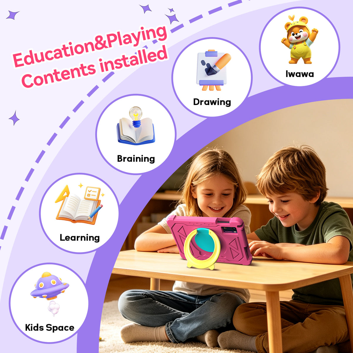 Android 16 Tablet,10 inch Kids Tablet,20GB RAM+ 64GB ROM,Parental Control, 5G WiFi,Octa-Core,Bluetooth,GPS,Pre-Installed Learning Tablet Apps,Back to School Gift,Toddlers Tablets with Shockproof Case