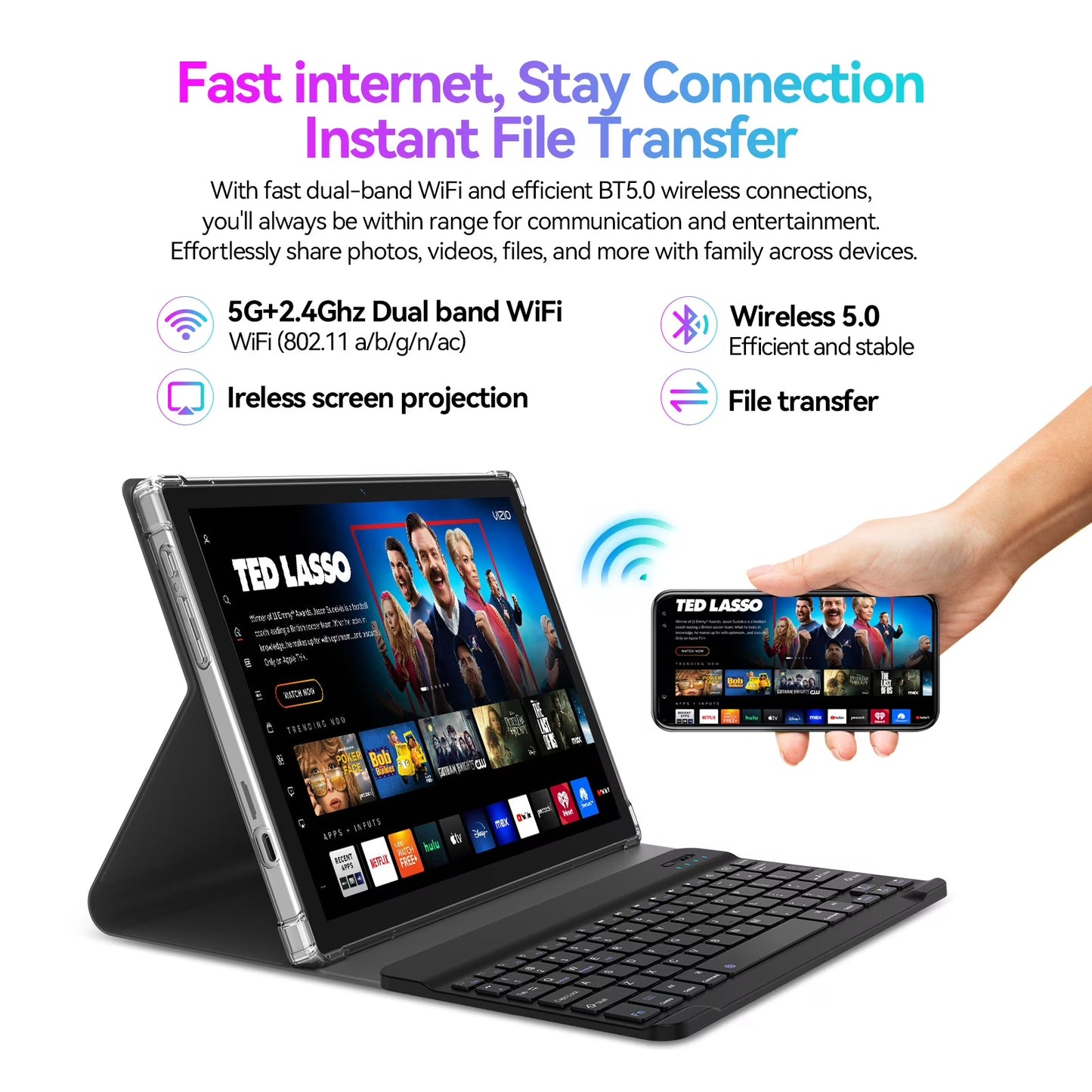 Android 14 tablet 10.1 inch,8GB RAM 128GB ROM,Unisoc T606 CPU,7000mAh 1920*1200 IPS HD Touchscreen,5G WiFi,Bluetooth,5+13MP Camera,GPS(Black)
