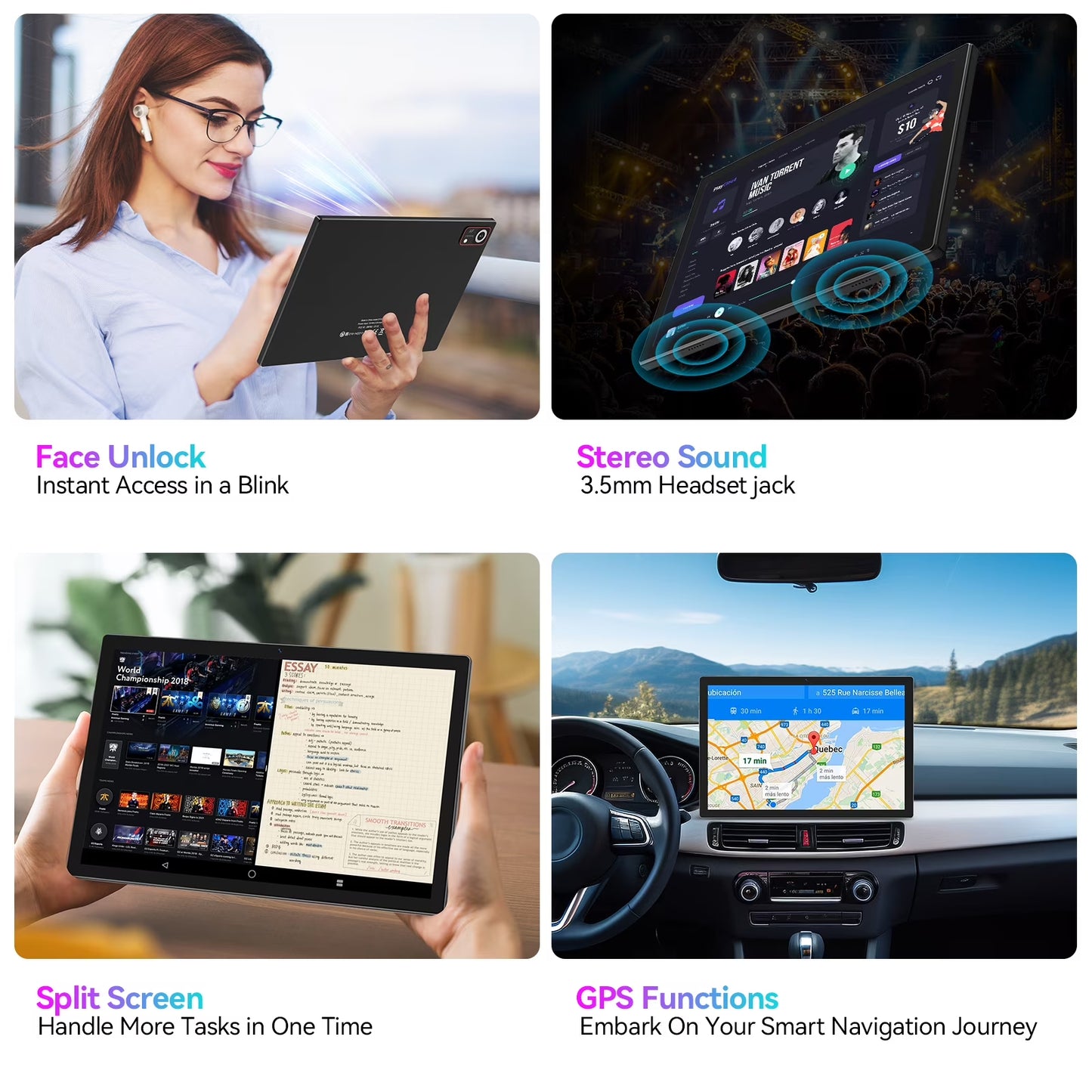 Android 14 tablet 10.1 inch,8GB RAM 128GB ROM,Unisoc T606 CPU,7000mAh 1920*1200 IPS HD Touchscreen,5G WiFi,Bluetooth,5+13MP Camera,GPS(Black)