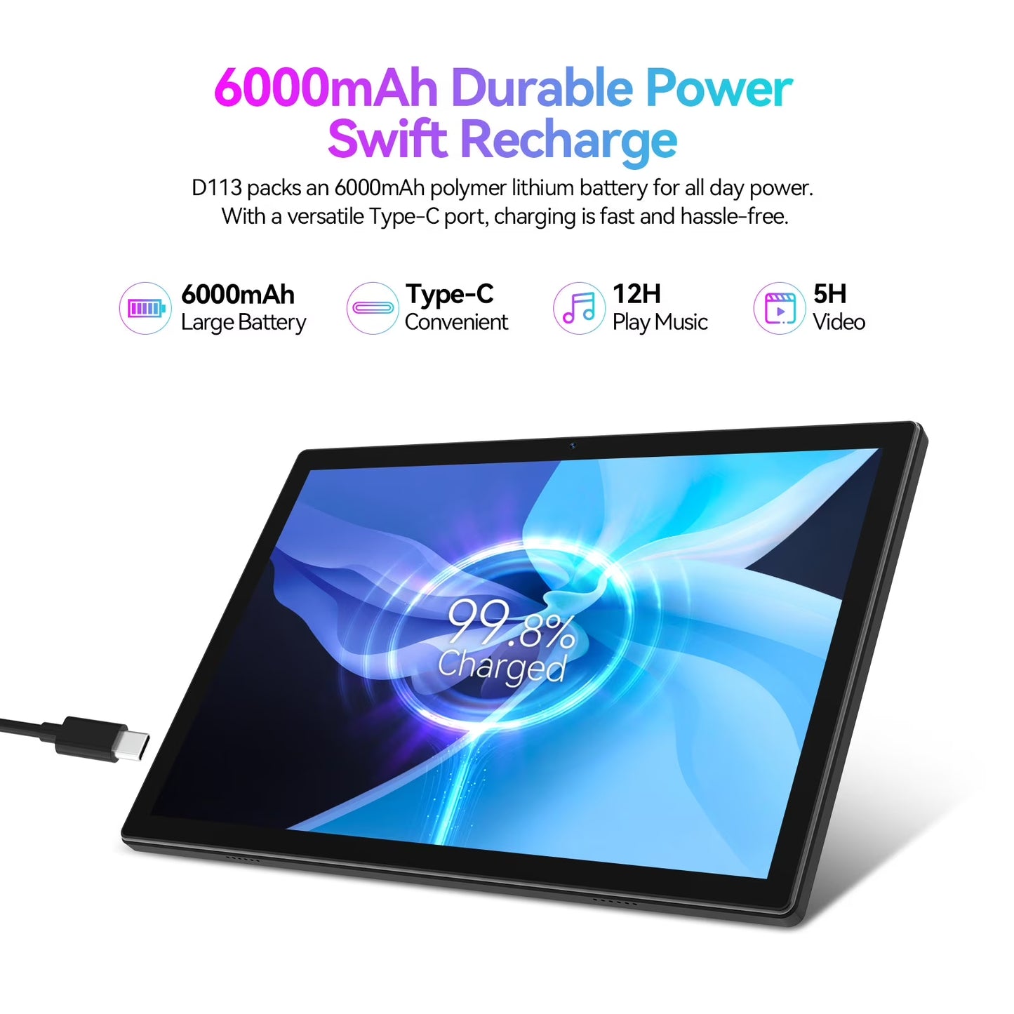 Android 14 tablet 10.1 inch,8GB RAM 128GB ROM,Unisoc T606 CPU,7000mAh 1920*1200 IPS HD Touchscreen,5G WiFi,Bluetooth,5+13MP Camera,GPS(Black)
