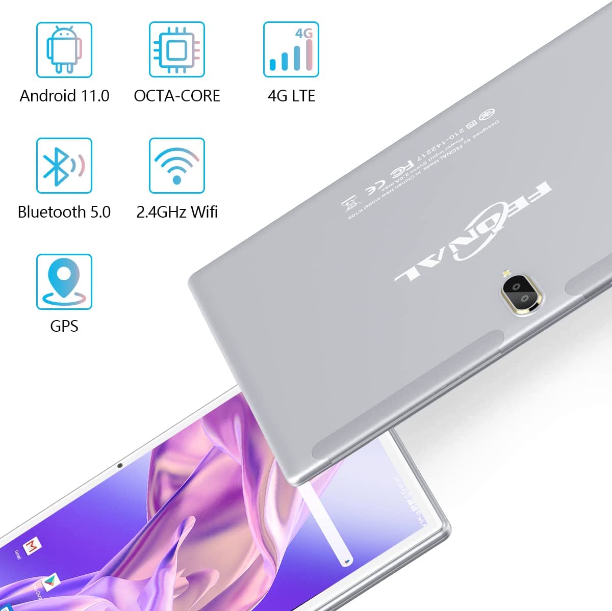 Tablette 4g 10 Pouces Ips 2k Android Octa Core Double Sim 2go Ram